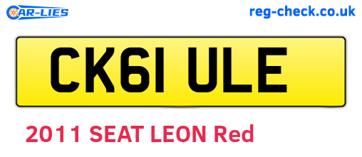 CK61ULE are the vehicle registration plates.
