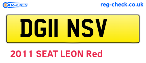 DG11NSV are the vehicle registration plates.