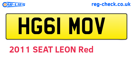 HG61MOV are the vehicle registration plates.