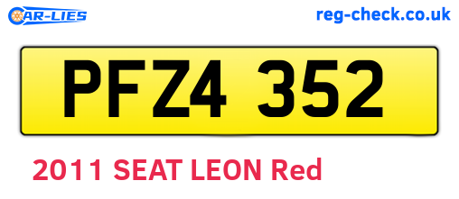 PFZ4352 are the vehicle registration plates.