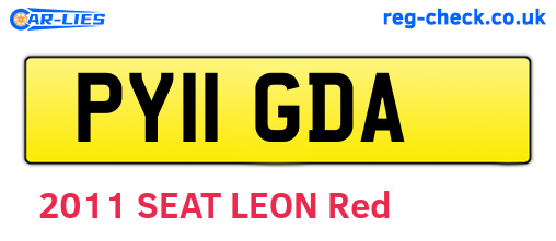 PY11GDA are the vehicle registration plates.