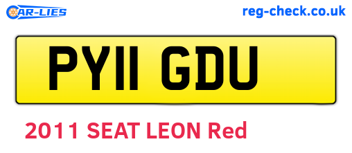 PY11GDU are the vehicle registration plates.