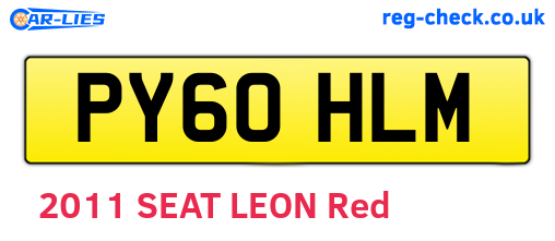 PY60HLM are the vehicle registration plates.