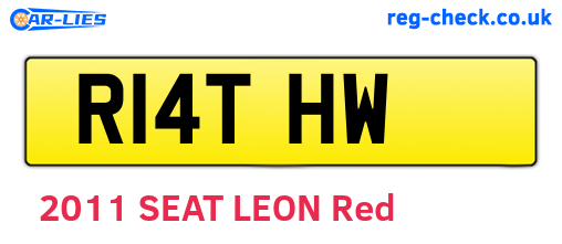 R14THW are the vehicle registration plates.