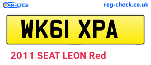 WK61XPA are the vehicle registration plates.