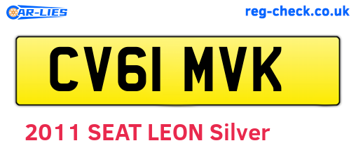 CV61MVK are the vehicle registration plates.