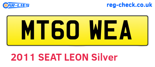 MT60WEA are the vehicle registration plates.