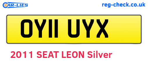 OY11UYX are the vehicle registration plates.