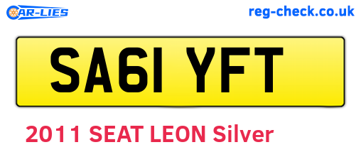 SA61YFT are the vehicle registration plates.