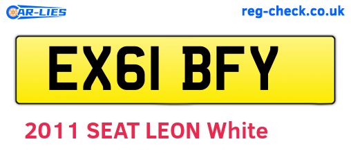 EX61BFY are the vehicle registration plates.