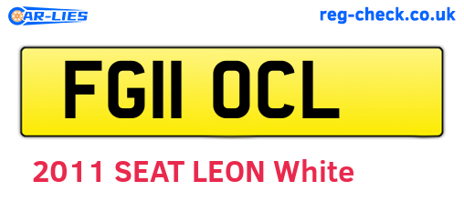 FG11OCL are the vehicle registration plates.