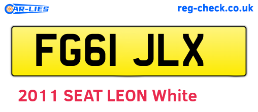 FG61JLX are the vehicle registration plates.