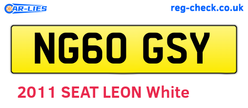 NG60GSY are the vehicle registration plates.