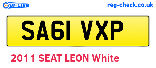 SA61VXP are the vehicle registration plates.