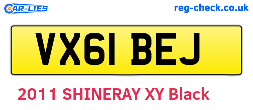 VX61BEJ are the vehicle registration plates.
