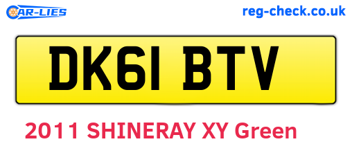 DK61BTV are the vehicle registration plates.