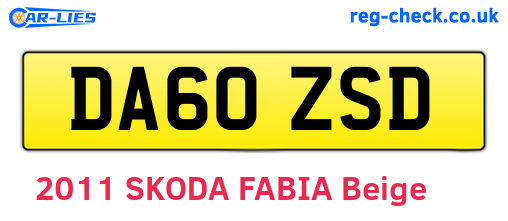 DA60ZSD are the vehicle registration plates.