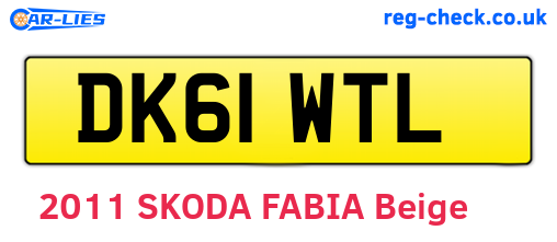 DK61WTL are the vehicle registration plates.