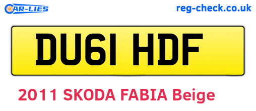 DU61HDF are the vehicle registration plates.