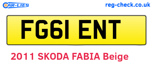 FG61ENT are the vehicle registration plates.