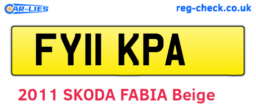 FY11KPA are the vehicle registration plates.