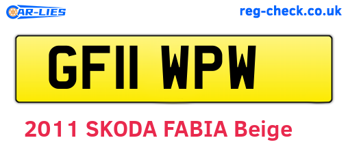 GF11WPW are the vehicle registration plates.