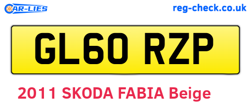 GL60RZP are the vehicle registration plates.