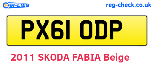 PX61ODP are the vehicle registration plates.