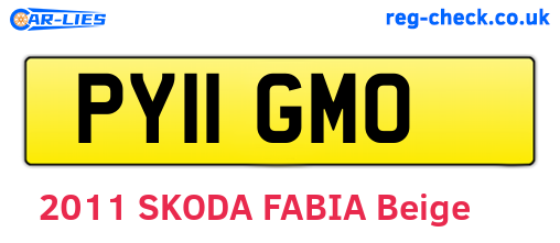 PY11GMO are the vehicle registration plates.