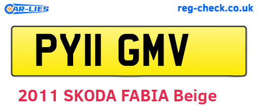 PY11GMV are the vehicle registration plates.