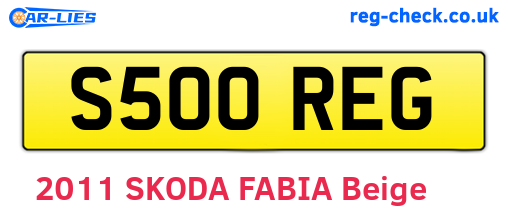 S500REG are the vehicle registration plates.