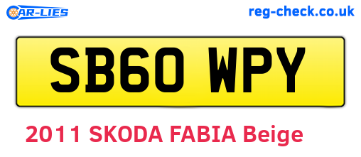 SB60WPY are the vehicle registration plates.