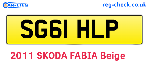 SG61HLP are the vehicle registration plates.