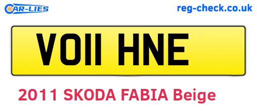 VO11HNE are the vehicle registration plates.