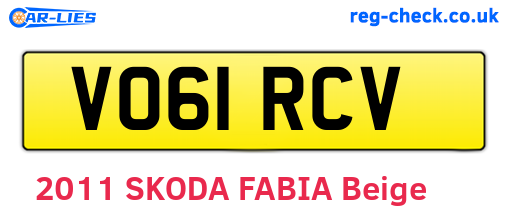 VO61RCV are the vehicle registration plates.