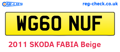 WG60NUF are the vehicle registration plates.