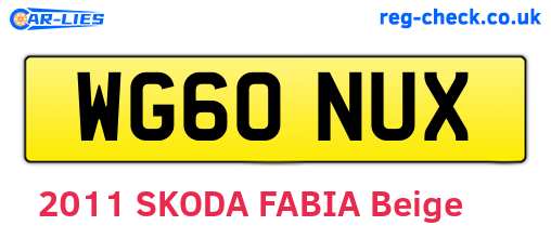 WG60NUX are the vehicle registration plates.