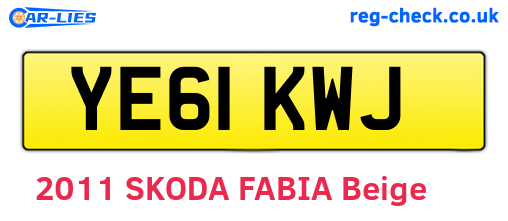 YE61KWJ are the vehicle registration plates.