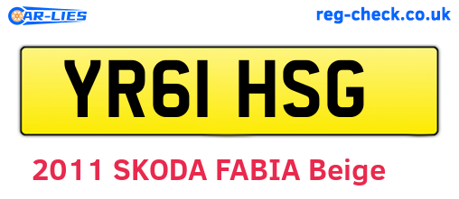 YR61HSG are the vehicle registration plates.