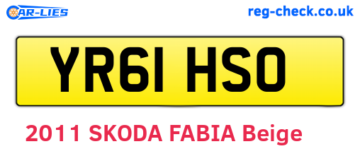YR61HSO are the vehicle registration plates.