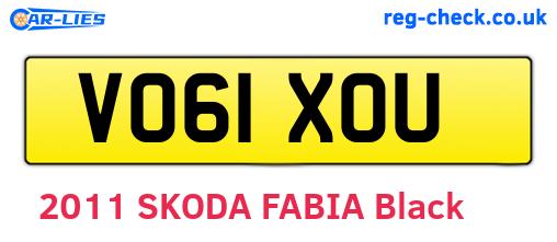 VO61XOU are the vehicle registration plates.