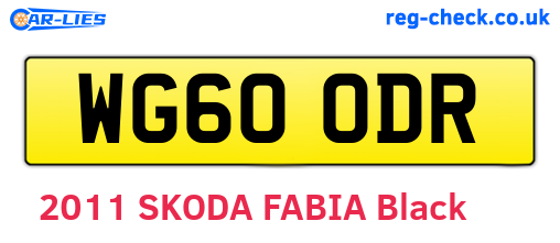 WG60ODR are the vehicle registration plates.