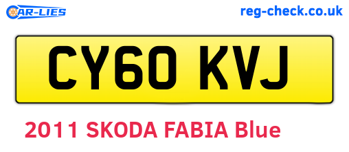 CY60KVJ are the vehicle registration plates.