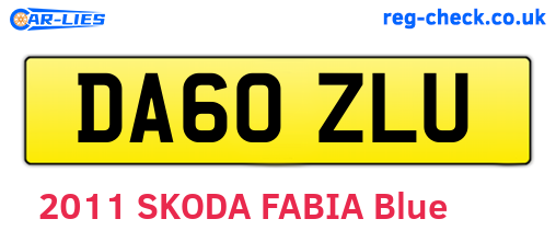 DA60ZLU are the vehicle registration plates.