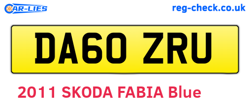 DA60ZRU are the vehicle registration plates.