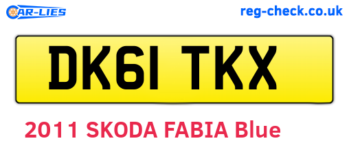 DK61TKX are the vehicle registration plates.