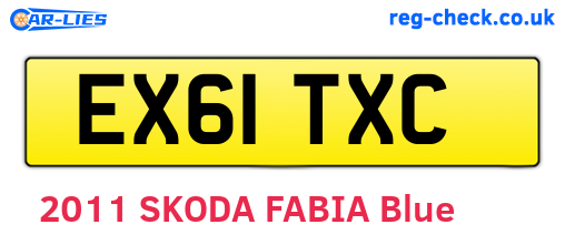 EX61TXC are the vehicle registration plates.