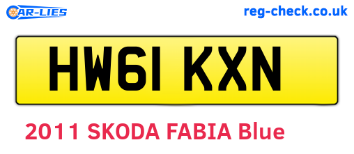 HW61KXN are the vehicle registration plates.