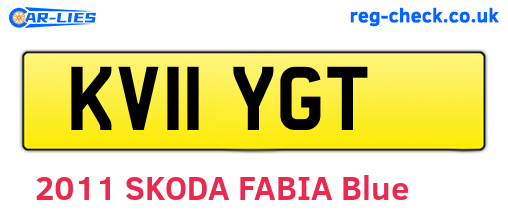 KV11YGT are the vehicle registration plates.