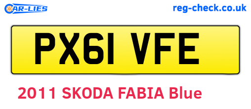 PX61VFE are the vehicle registration plates.